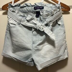 Paper bag blue white stripe short high waist